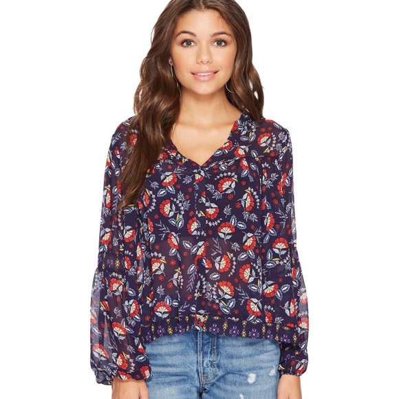 ⭐️ Jack by BB Dakota Andrea Floral Chiffon Blouse S - Picture 1 of 8